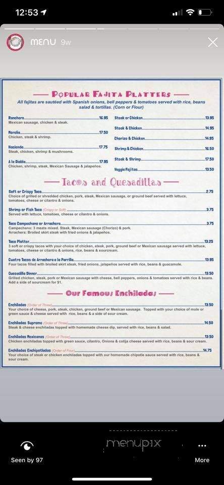 Morelia Mexican Restaurant - Newark, DE menu_pic