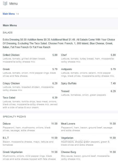 Mary's Pizzeria - Jackson, MI menu_pic