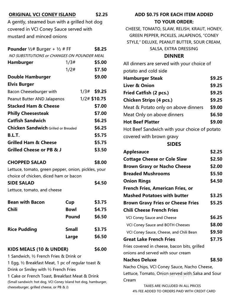 Virginia Coney Island - Jackson, MI menu_pic