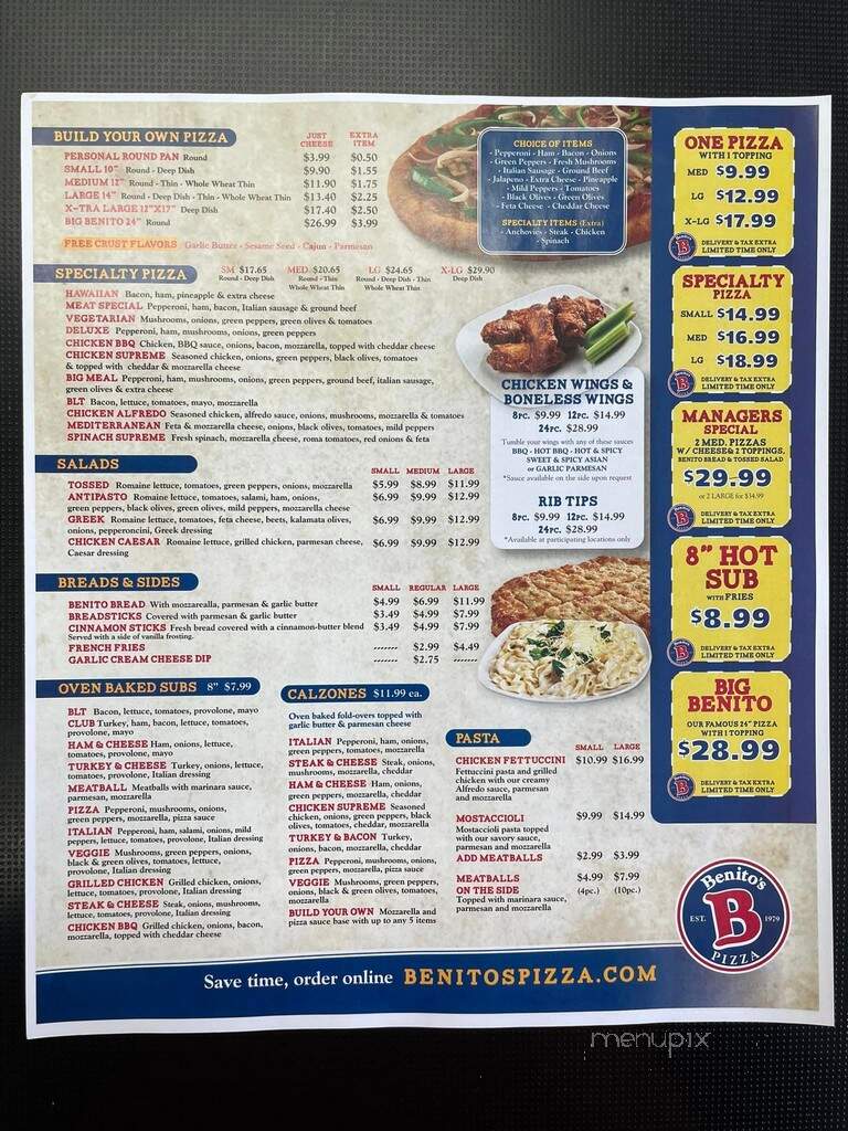 Benito's Pizza - New Boston, MI menu_pic