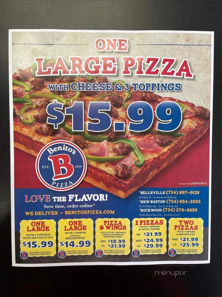 Benito's Pizza - New Boston, MI menu_pic