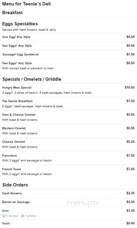Teenie's Deli - Detroit, MI menu_pic
