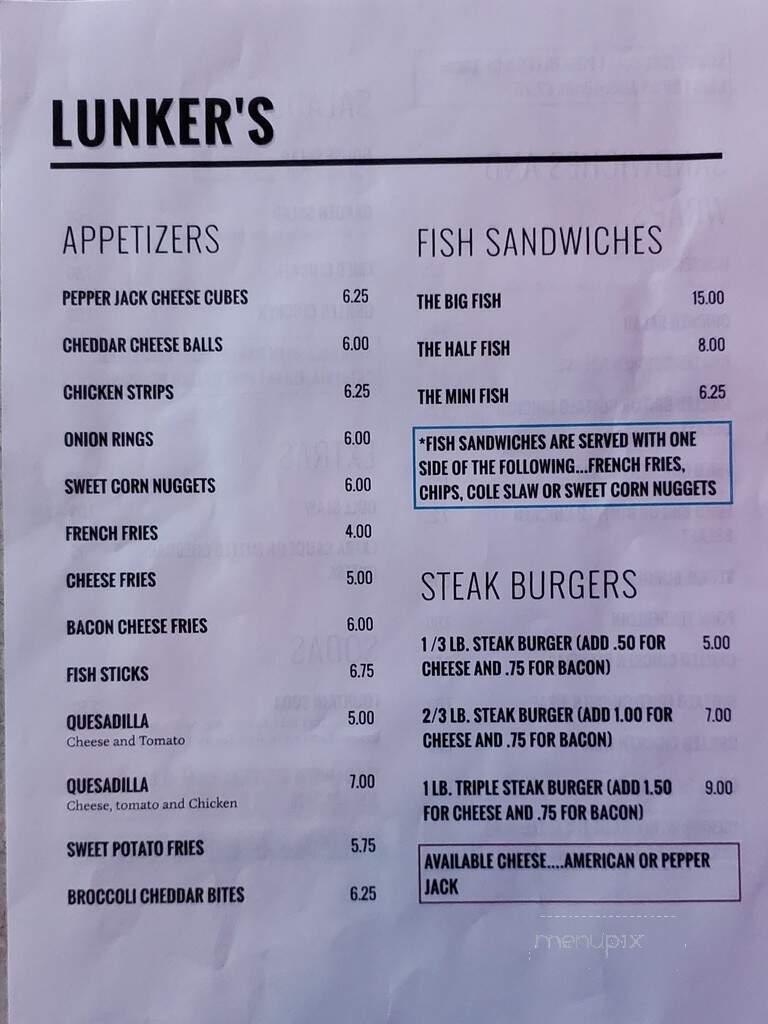 Lunker's - Normal, IL menu_pic