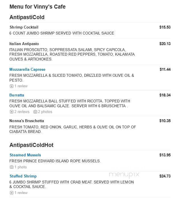 Vinny's Pizzeria & Sub Shop - Baltimore, MD menu_pic