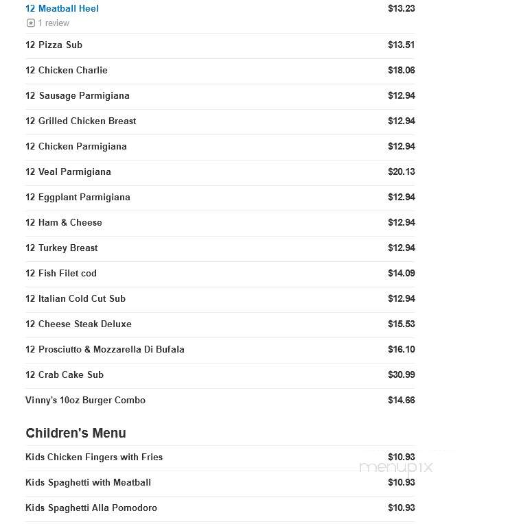 Vinny's Pizzeria & Sub Shop - Baltimore, MD menu_pic