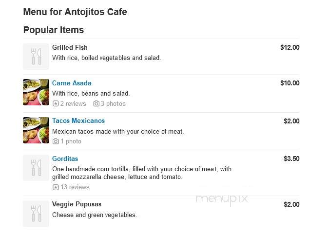 Antojitos Cafe - Waltham, MA menu_pic