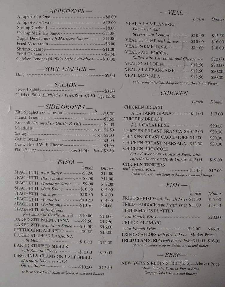 Francesco's Italian Restaurant - Brimfield, MA menu_pic