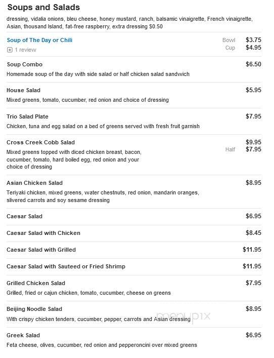 Cross Creek Cafe - Atlanta, GA menu_pic