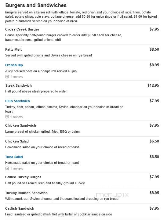 Cross Creek Cafe - Atlanta, GA menu_pic