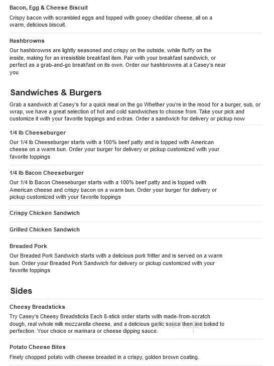 Casey's General Store - Long Prairie, MN menu_pic