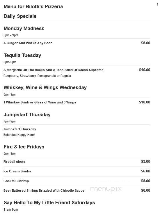 Bilotti's Italian Village - Rochester, MN menu_pic
