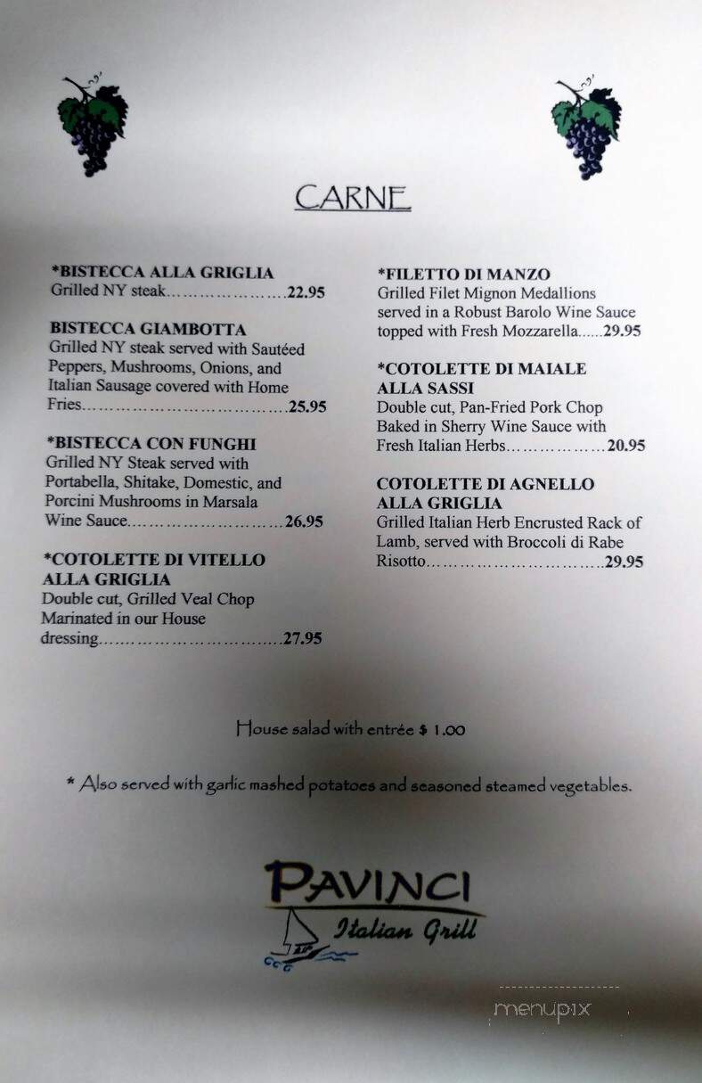 Pavinci Italian Grill - Hopatcong, NJ menu_pic