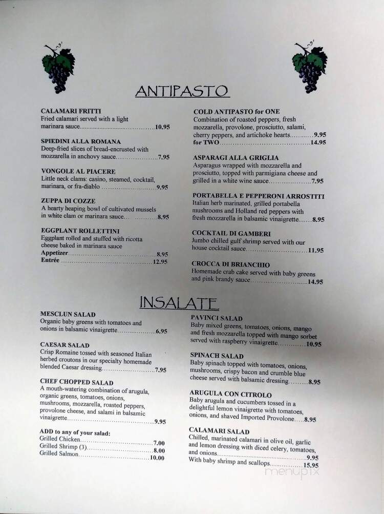 Pavinci Italian Grill - Hopatcong, NJ menu_pic