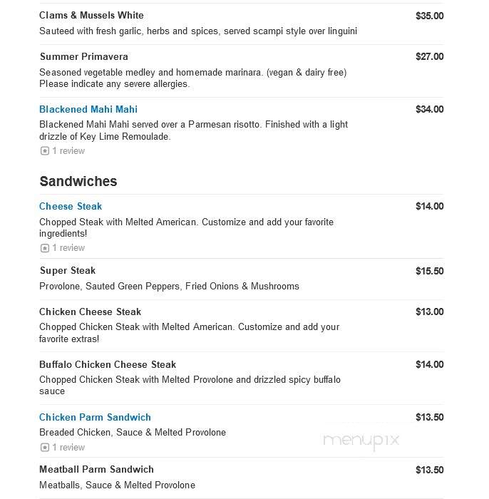 Panzone's Pizza & Pasta - Beach Haven, NJ menu_pic