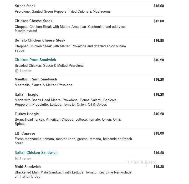 Panzone's Pizza & Pasta - Beach Haven, NJ menu_pic