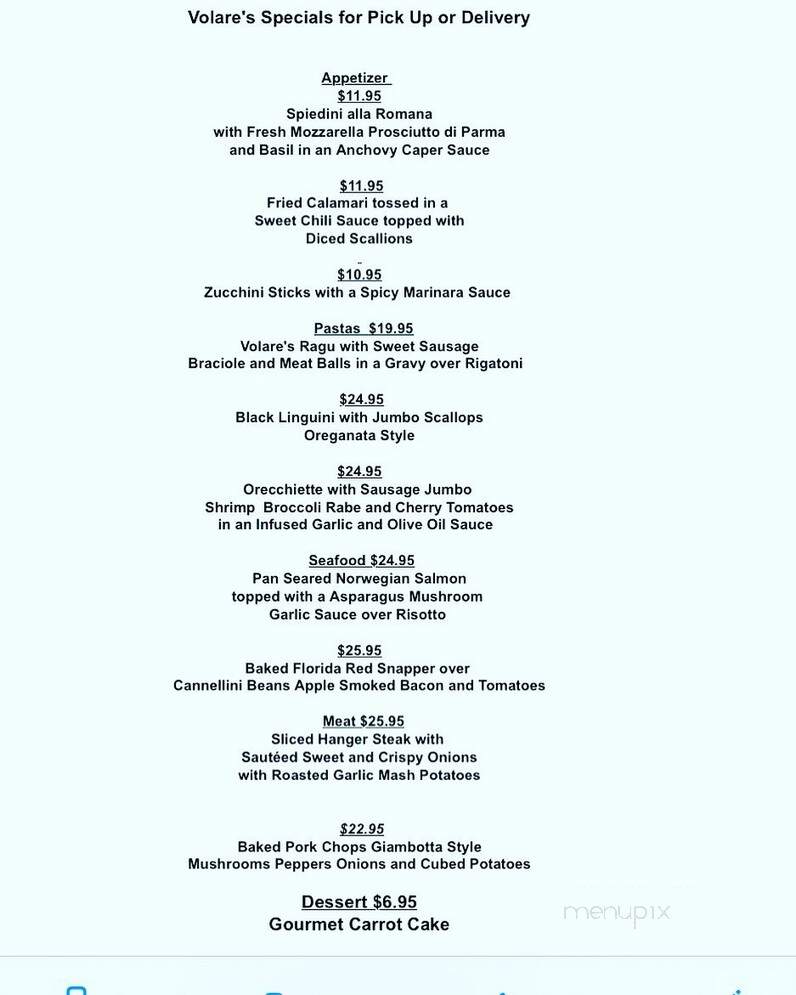 Volare's Restaurant - Rutherford, NJ menu_pic