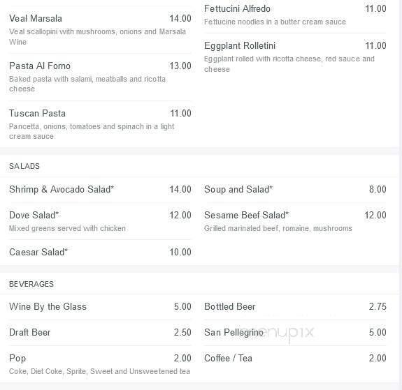 Dove Restaurant - Orchard Park, NY menu_pic