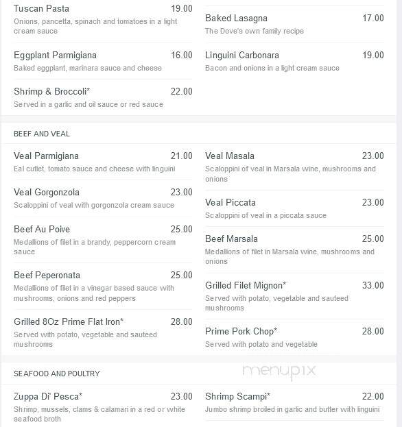 Dove Restaurant - Orchard Park, NY menu_pic