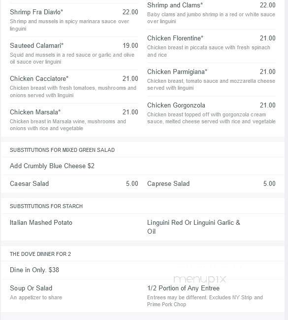 Dove Restaurant - Orchard Park, NY menu_pic