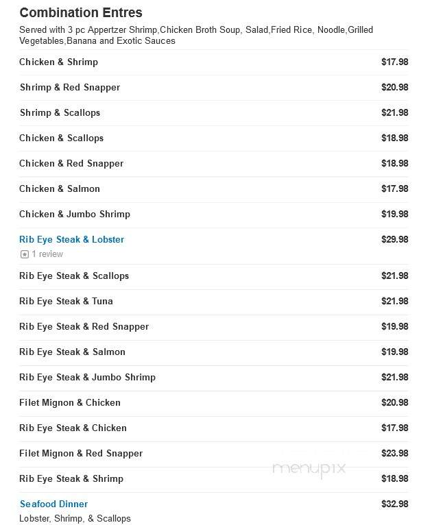 Tokyo Japanese Steakhouse - Winston Salem, NC menu_pic