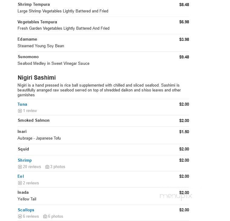 Tokyo Japanese Steakhouse - Winston Salem, NC menu_pic