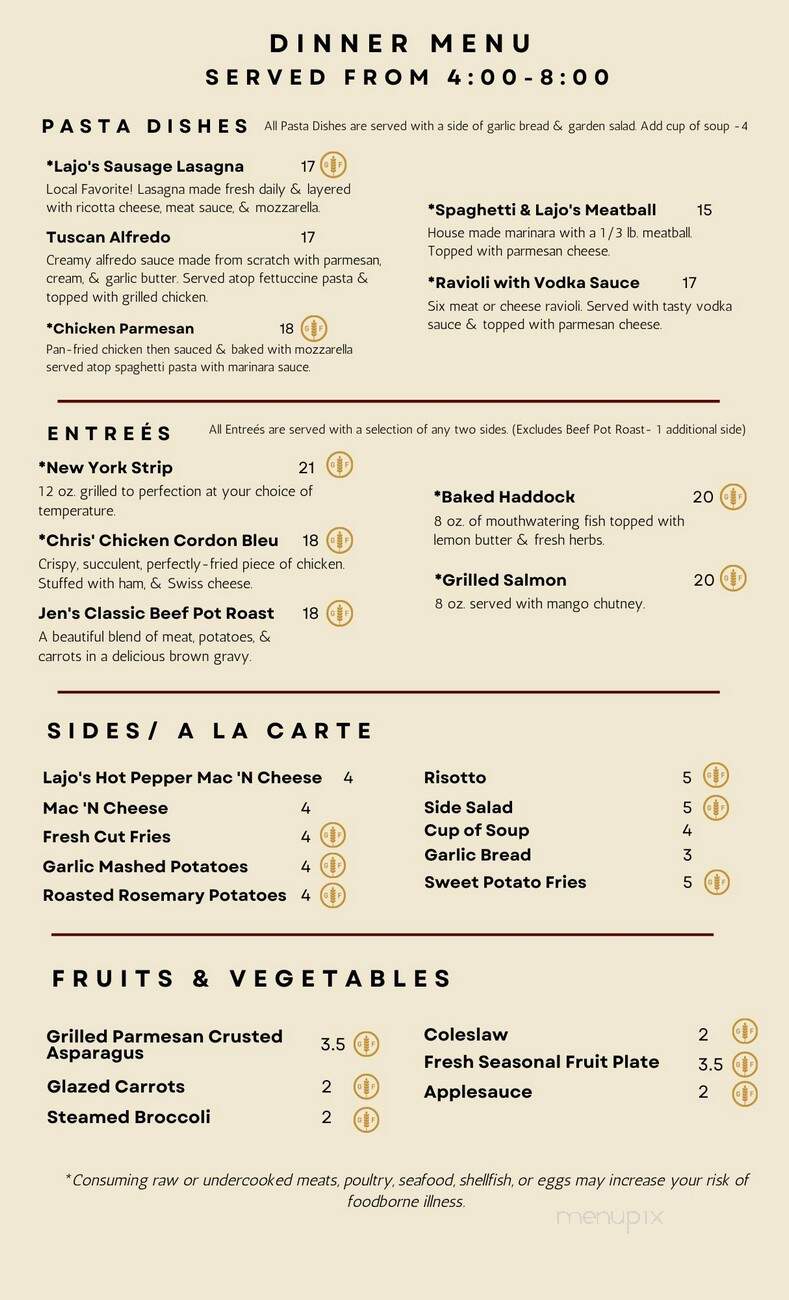 Columns - Altoona, PA menu_pic