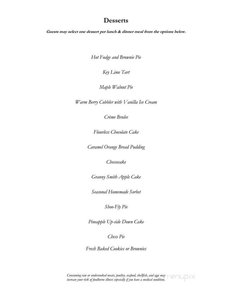 Evins Mill Retreat - Smithville, TN menu_pic