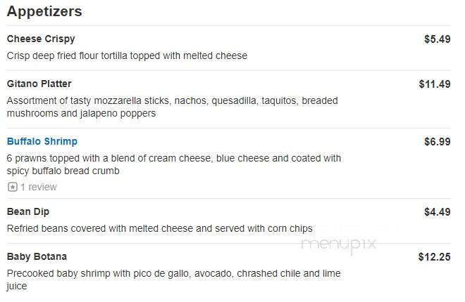 El Gitano - Burlington, WA menu_pic