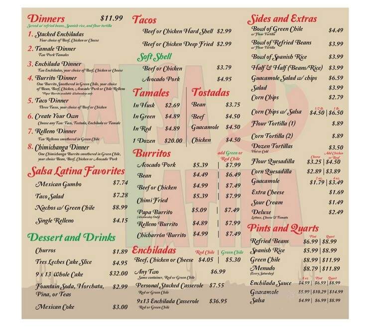 Salsa Latina - Colorado Springs, CO menu_pic