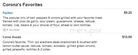 Corona's Mexican Grill - Strasburg, CO menu_pic