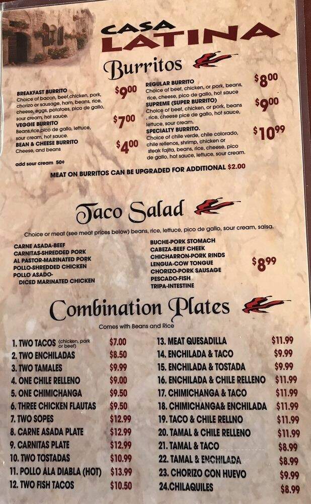 Casa Latina - White City, OR menu_pic