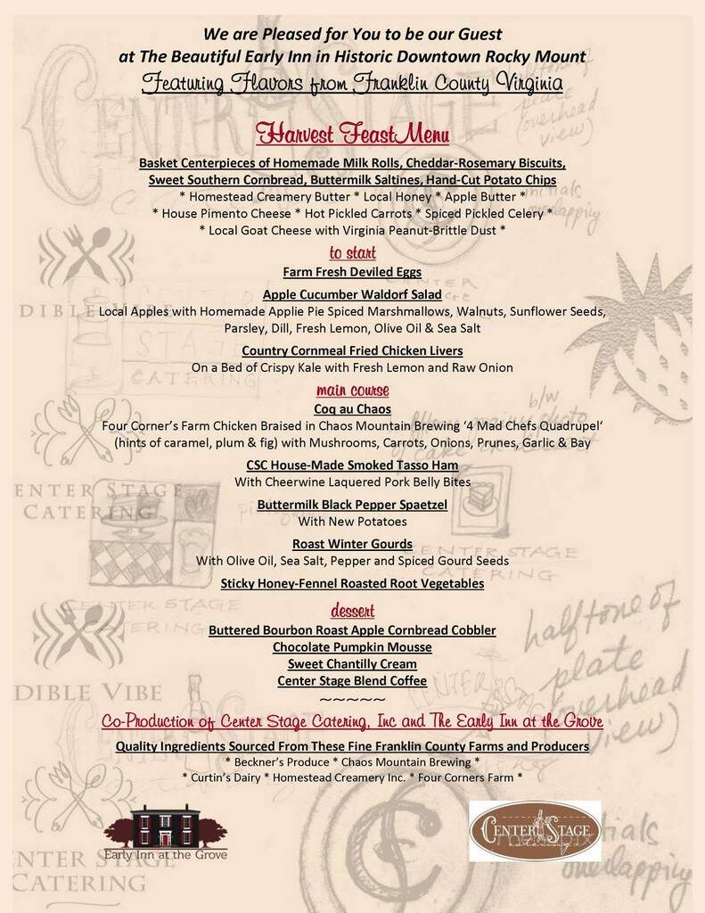 Early Inn at the Grove - Rocky Mount, VA menu_pic