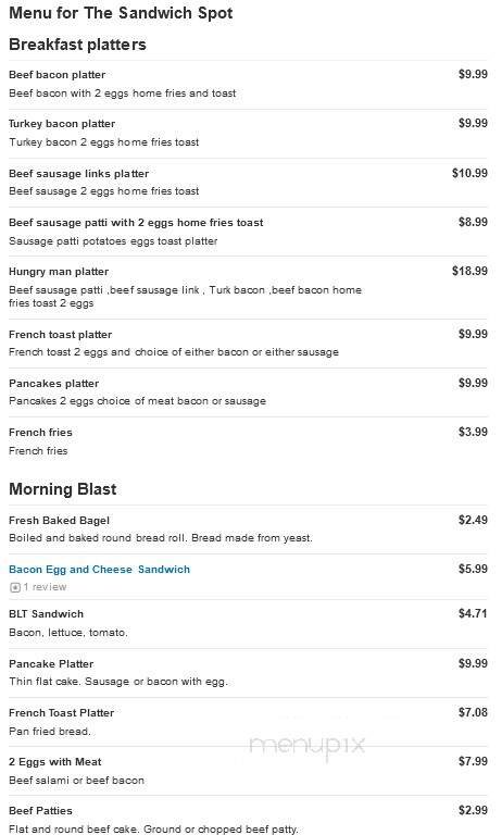 The Sandwich Spot - Far Rockaway, NY menu_pic