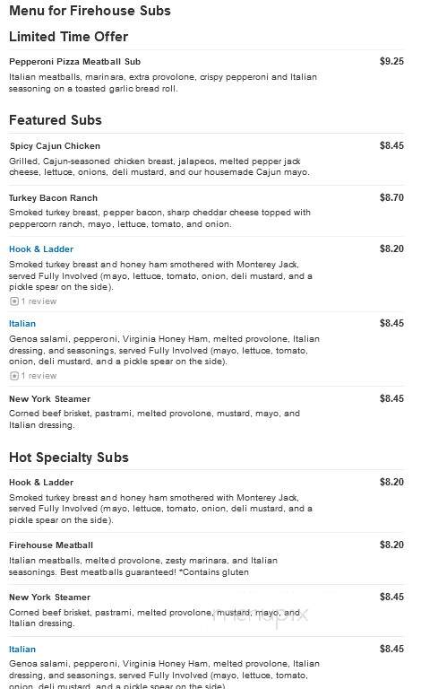 Firehouse Subs - Loveland, CO menu_pic