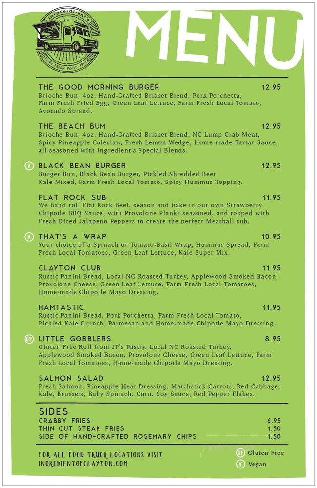 Ingredient - Clayton, NC menu_pic