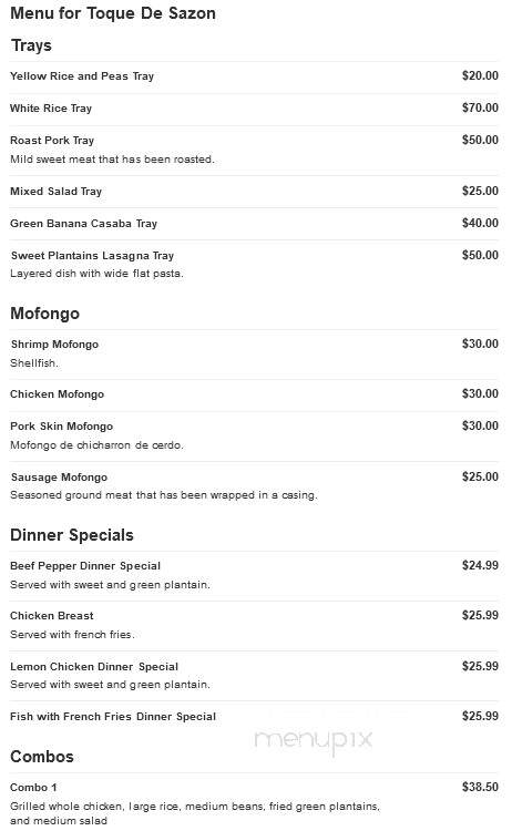 Toque De Sazon - Wilkes Barre, PA menu_pic