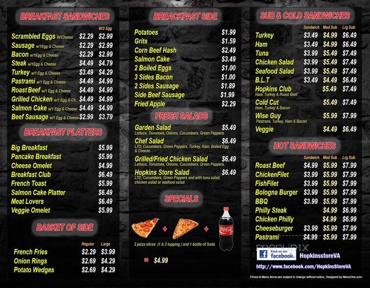 Hopkins Store - Richmond, VA menu_pic
