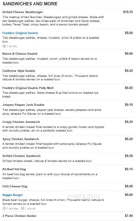 Freddy's Frozen Custard & Steakburgers - Orland Park, IL menu_pic