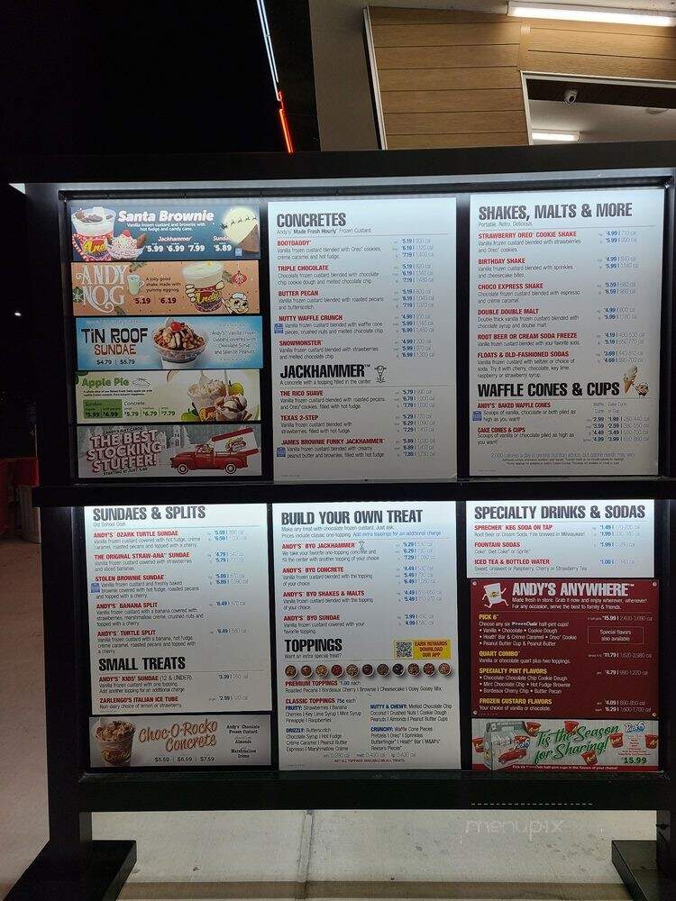Andy's Frozen Custard - Grand Prairie, TX menu_pic