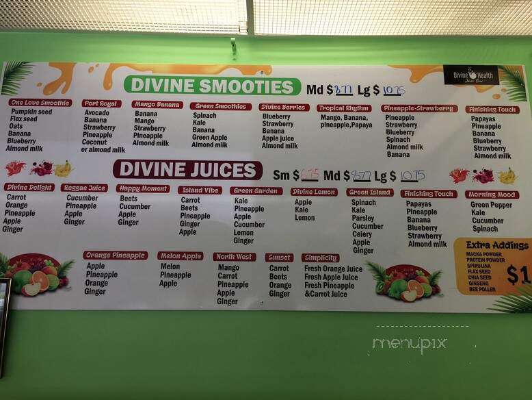 Divine Health Juice Bar - Waterbury, CT menu_pic