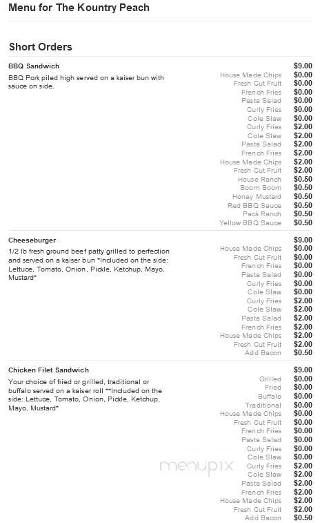The Kountry Peach - Waynesboro, GA menu_pic