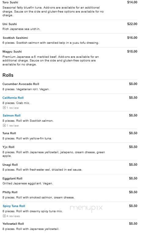 Tai Tai Japanese - Denver, CO menu_pic