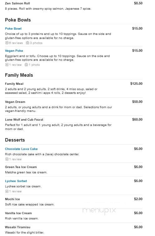 Tai Tai Japanese - Denver, CO menu_pic