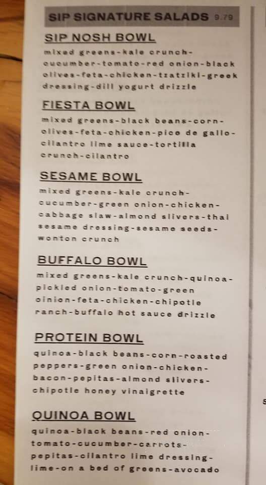 SIP Noshery - Rolesville, NC menu_pic