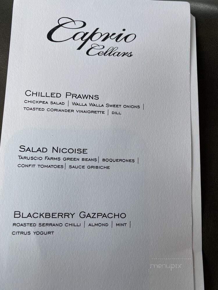 Caprio Cellars - Walla Walla, WA menu_pic