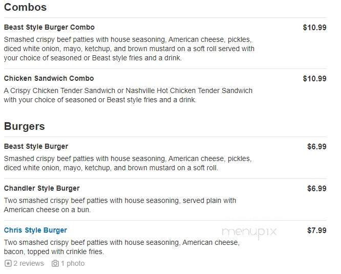 Mr. Beast Burger - Cranberry Twp, PA menu_pic
