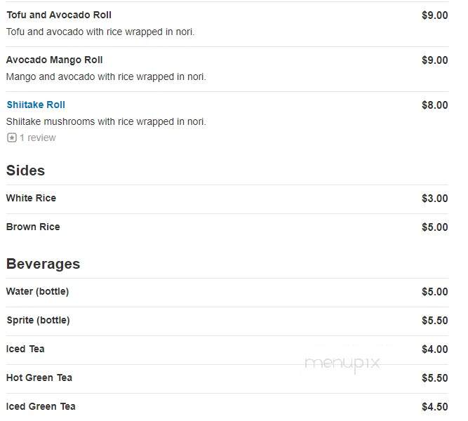 Save the Fish Vegetarian Sushi - Mission, KS menu_pic