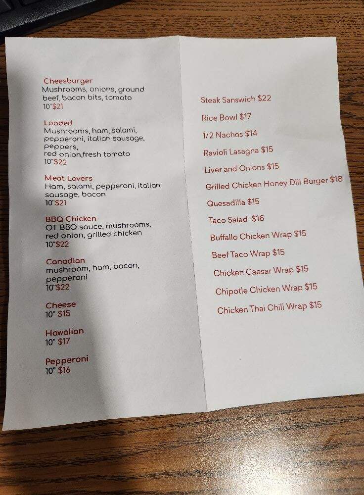 Overtime Pub - Oyen, AB menu_pic