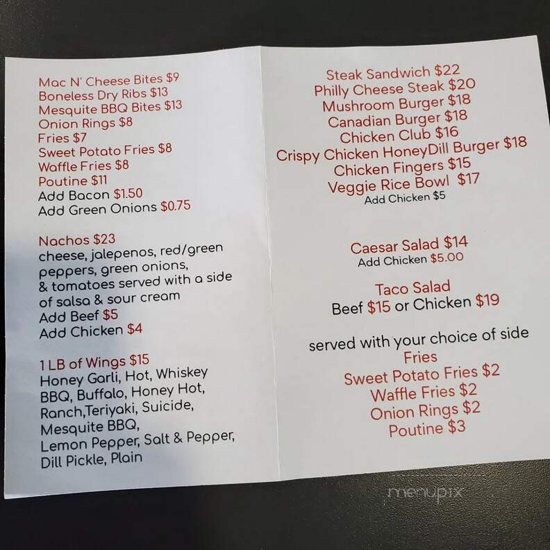 Overtime Pub - Oyen, AB menu_pic