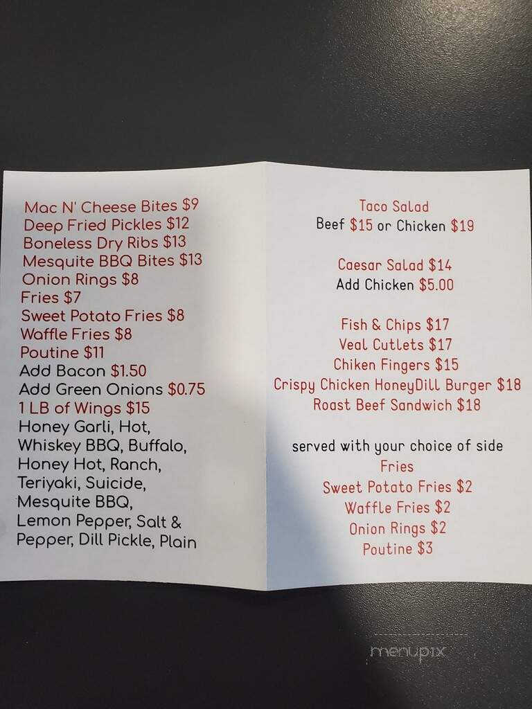 Overtime Pub - Oyen, AB menu_pic
